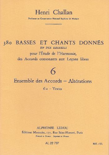 (6A) 380 BASSES ET CHANTS DONNES VOL.6A  380の低音および旋律課題  