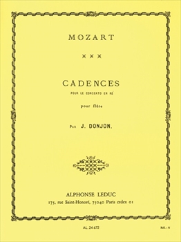 3 CADENCES  FOR CONCERTO RE KV.314  モーツァルトのフルート協奏曲第2番へのドンジョンによる3つのカデンツ  