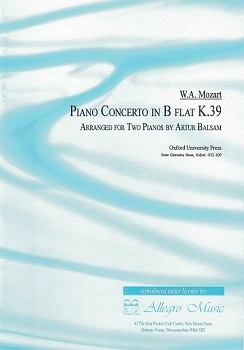 【特価品】PIANO CONCERTO B FLAT KV39  ピアノ協奏曲（第2番）変ロ長調（第2ピアノパート付きピアノリダクション）  
