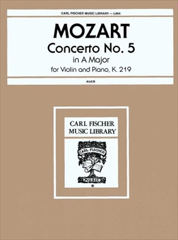 CONCERTO NO.5 KV219  ヴァイオリン協奏曲第5番　イ長調　KV219（アウアー校訂）（ヴァイオリン、ピアノ）  