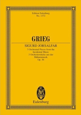 【特価品】SIGURD JORSALFAR 3 PIECES  OP.56  組曲「十字軍の戦士シ-グル」　作品56（小型スコア）  