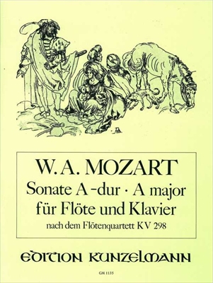 【特価品】SONATE A-DUR NACH DEM KV298  フルート四重奏KV298より、ソナタ　イ長調（フルートとピアノ）  