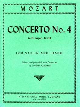 CONCERTO NO.4 KV.218(JOACHIM)  ヴァイオリン協奏曲第4番　ニ長調　KV218（ヨアヒム校訂/カデンツ）（ヴァイオリン、ピアノ）  