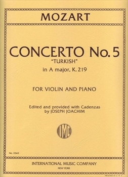 CONCERTO NO.5 K.219(JOACHIM)  ヴァイオリン協奏曲第5番　KV219(ヨアヒム校訂/カデンツ）（ヴァイオリン、ピアノ）  