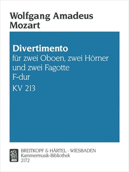 【特価品】DIVERTIMENTO F KV213  ディヴェルティメント　ヘ長調（木管6重奏パート譜）　  