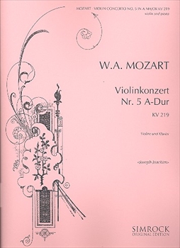 VIOLIN CONCERTO NO.5 IN A KV219(JOACHIM)  ヴァイオリン協奏曲第5番　イ長調　KV219（ヨアヒム校訂/カデンツァ）（ヴァイオリン、ピアノ）  