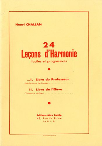 24 LECONS D'HARMONIE (PROFESSEUR)  24の和声課題集（教師用）  