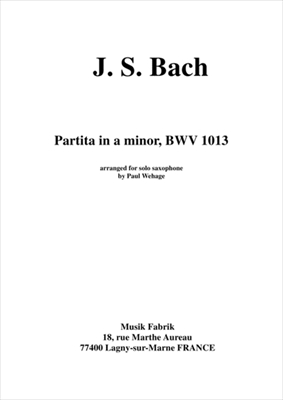 PARTITA BWV1013  無伴奏フルートのためのパルティータ イ短調 BWV1013  