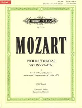 VIOLIN SONATAS VOL.3(EISEN)(URTEXT)  ヴァイオリンソナタ集第3巻（アイゼン校訂　原典版）（ヴァイオリン、ピアノ）  