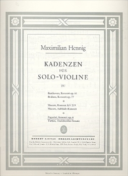CADENZAS TO PAGANINI CONCERTO NO.1 op. 6  パガニーニのヴァイオリン協奏曲第1番へのカデンツ（ヴァイオリンソロ）  